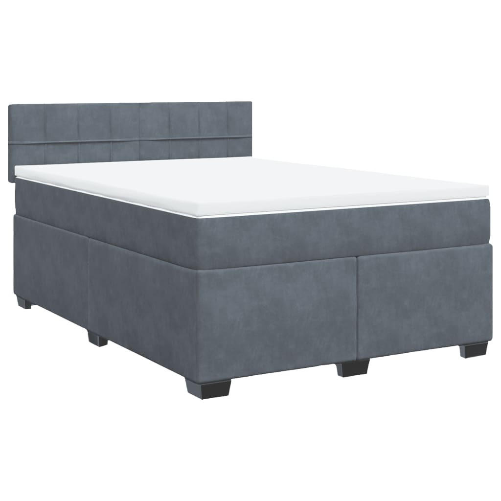 BOXSPRINGBETT Mit Matratze Dunkelgrau 160/200 Cm Samt - Grau, Textil (160/200cm) - vidaXL