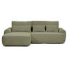 ECKSCHLAFSOFA Oliver im Bouclé-Gewebe, Hellgrün, links - Schwarz/Hellgrün, Textil (266/160cm) - Beautysofa
