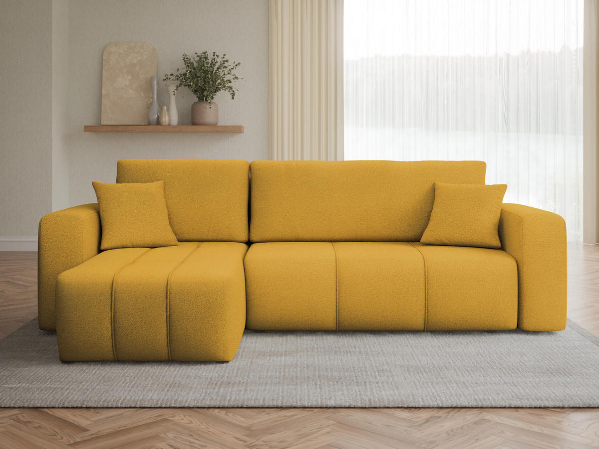 ECKSOFA Furyn - Gelb/Schwarz, Holz/Kunststoff (244/145cm) - MIRJAN24