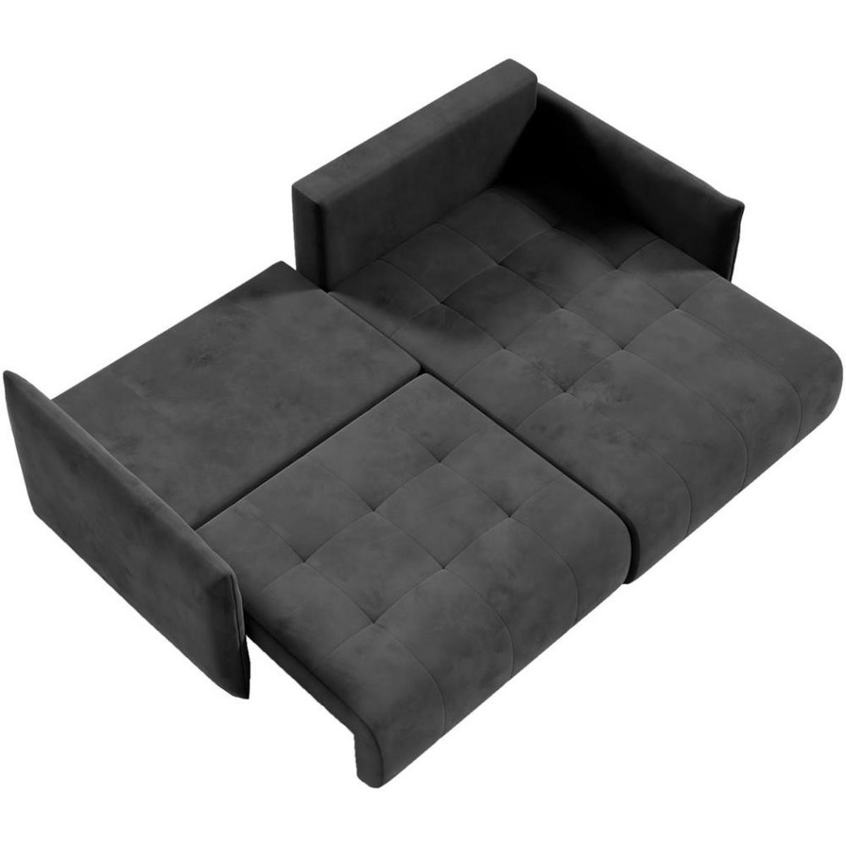 ECKSCHLAFSOFA Henry Mini dunkelgrau rechts - Dunkelgrau/Schwarz, Kunststoff/Textil (221/153cm) - Beautysofa