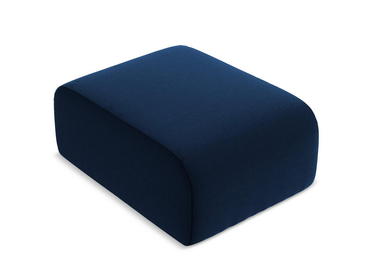 POUF Samt Stoff Blau - Türkis/Schwarz, Holzwerkstoff/Kunststoff (72/42/94cm) - Makamii