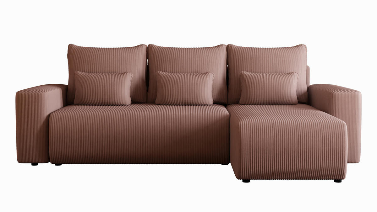 ECKSOFA Travis mit Bettkasten und Schlaffunktion, L-Form, Cord, Universal - Lila, Holzwerkstoff (248/148cm) - 4ALL HOME