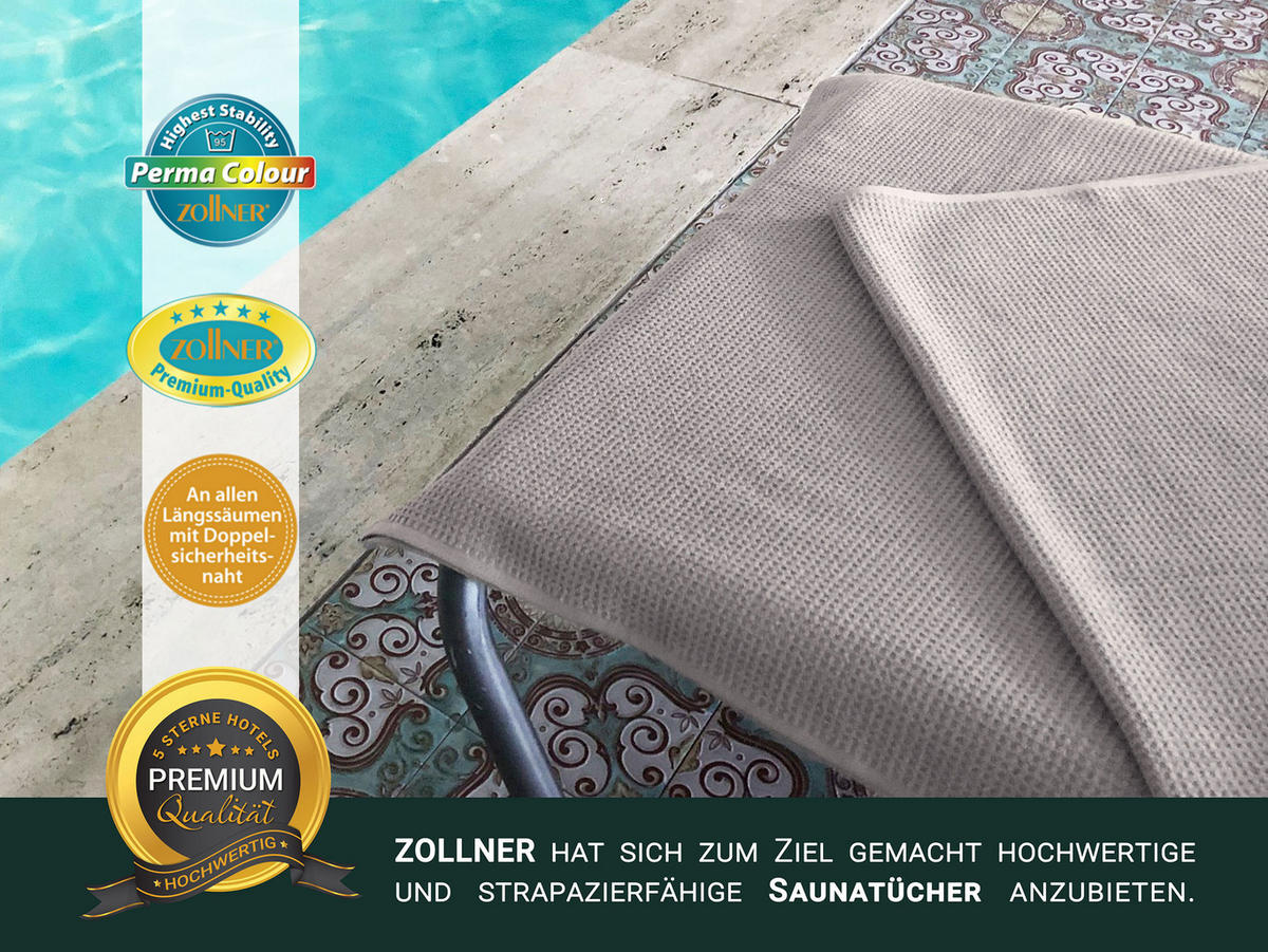 SAUNATUCH, 2er-Set, 70x180 cm, 100% Baumwolle, Grau - Grau, Textil (70/180cm) - Zollner