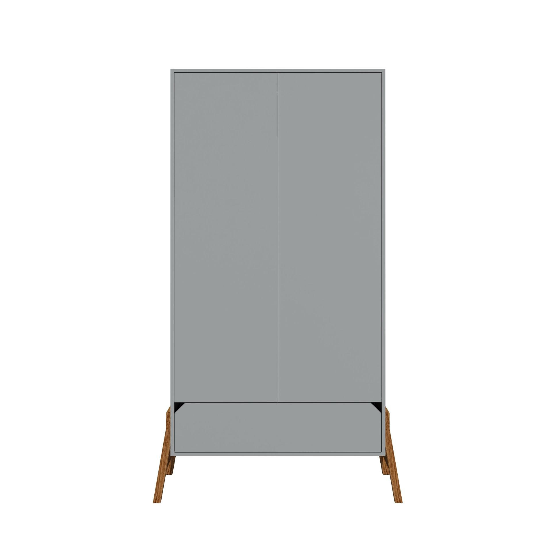 KINDERKLEIDERSCHRANK Lotta, 2-türig - Grau, Holzwerkstoff (117/199/50cm) - RAUMHIRSCH FURNITURE