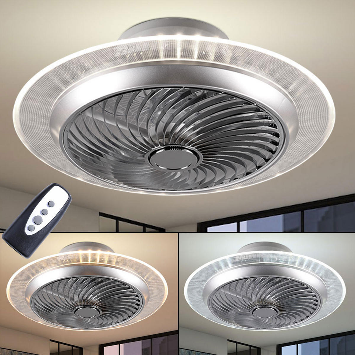 LED DECKENLEUCHTE NARVIK Silber Chrom - Silberfarben, Metall (55/55/22cm)