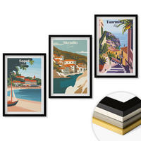 WANDBILDER 3er-Set - 40x60 cm Schwarzer Rahmen - Illustrationen von Küstenstädten - Schwarz, Kunststoff (40/60cm) - ArtPrintCave