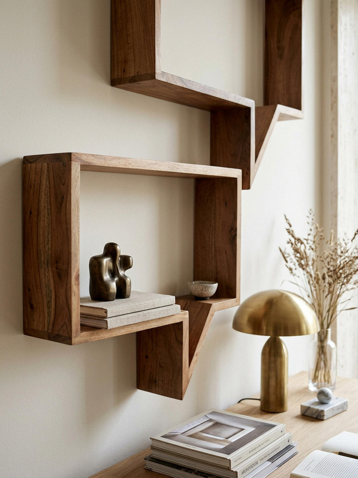 WANDREGAL Set NAKO Massivholz Zeitungsablage, Beige 50x13x49 cm - Beige, Holz (50/49/13cm) - KADIMA DESIGN