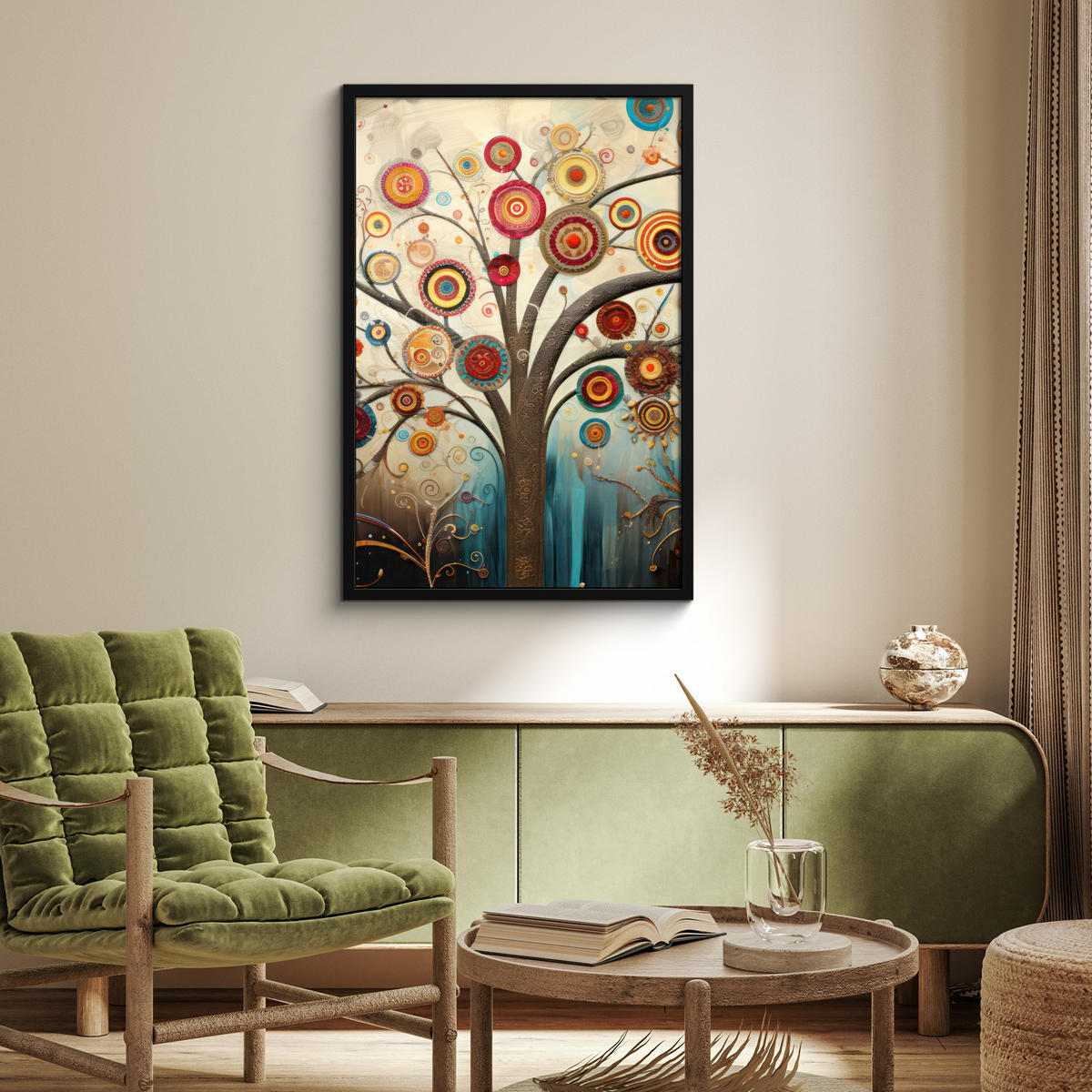 POSTER MIT RAHMEN Baum - Baum des Lebens - Farbe 60x90 cm - Braun, Papier (60/90cm) - MuchoWow