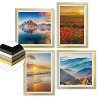 WANDBILDER 4er Set - 50x50 cm & 40x60 cm Goldrahmen - Landschaften aus Bergen und Meeren im Westen - Goldfarben, Kunststoff (50/50cm) - ArtPrintCave