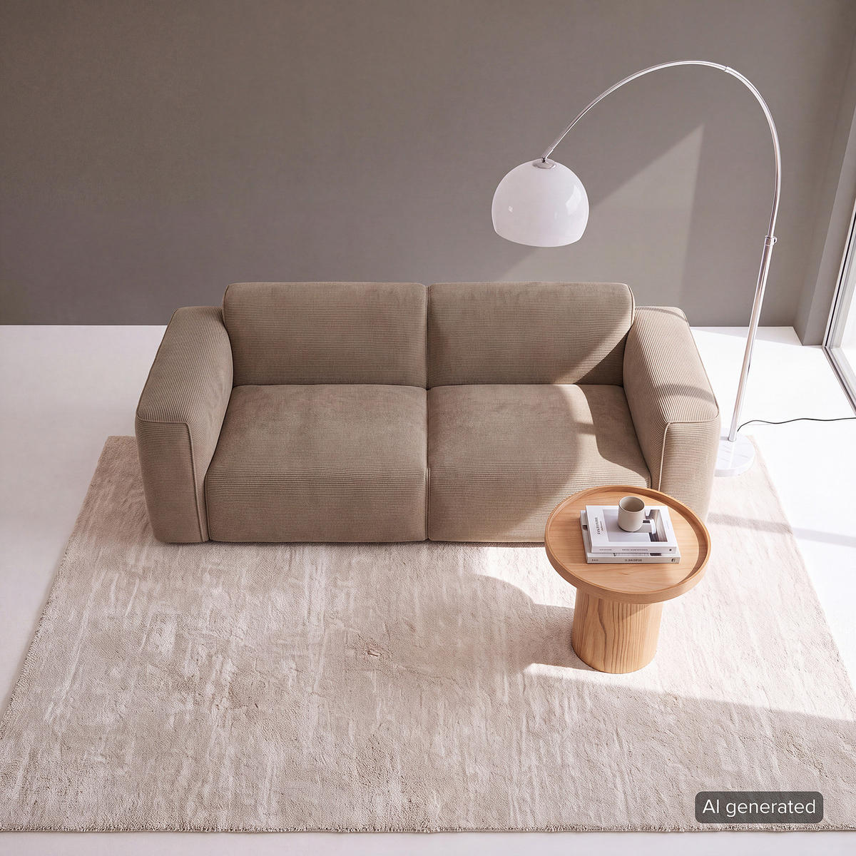 2-SITZER SOFA - Taupe/Schwarz, Kunststoff/Textil (220/71/102cm) - home24