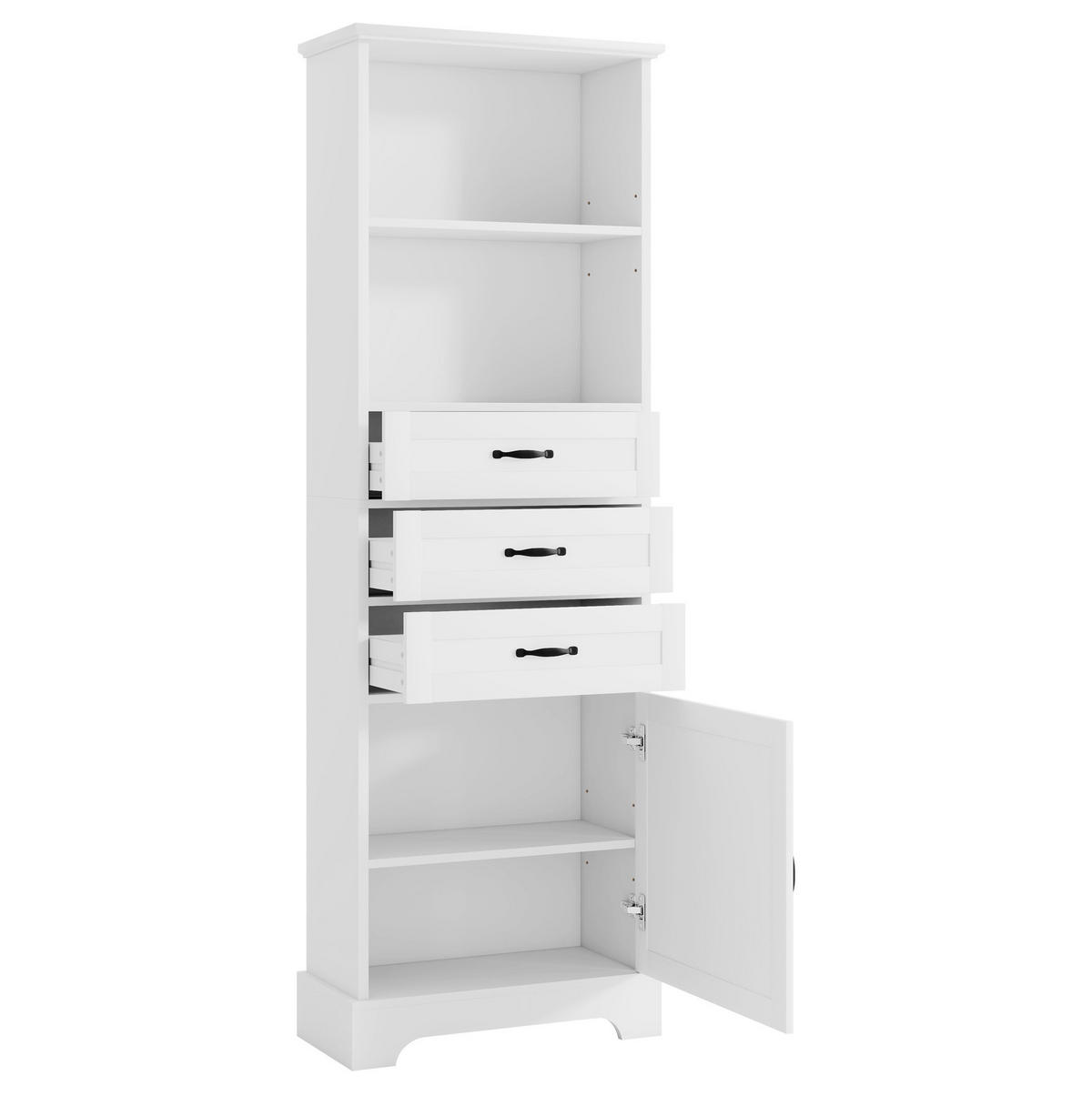 BADEZIMMERSCHRANK 56 x 25,6 x 167 cm Weiß MDF - Weiß, Holzwerkstoff (25.6/167/56cm) - Beauniv