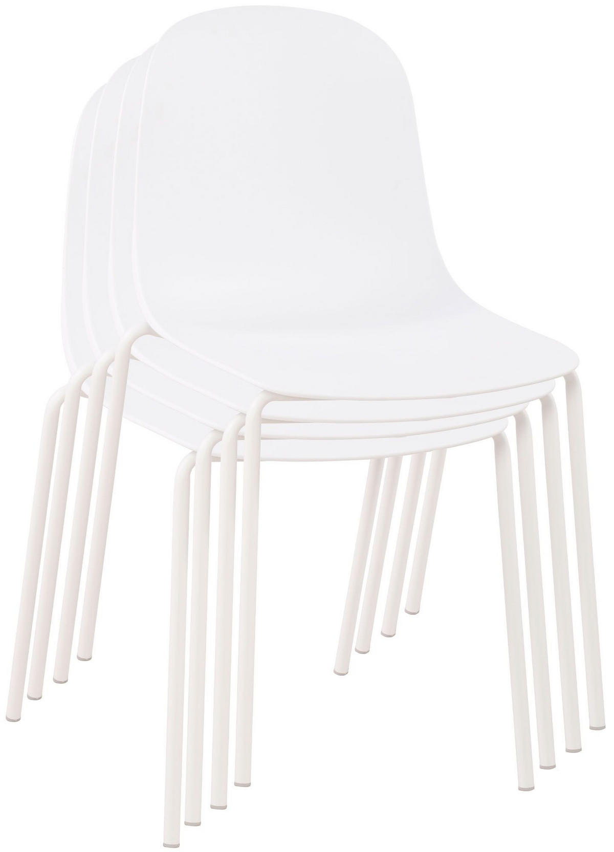 GARTENMÖBEL-SET Ida 4 Stühle 166x162x85cm Kunststoff Weiß Balkonset - Weiß, Kunststoff - DELUKE