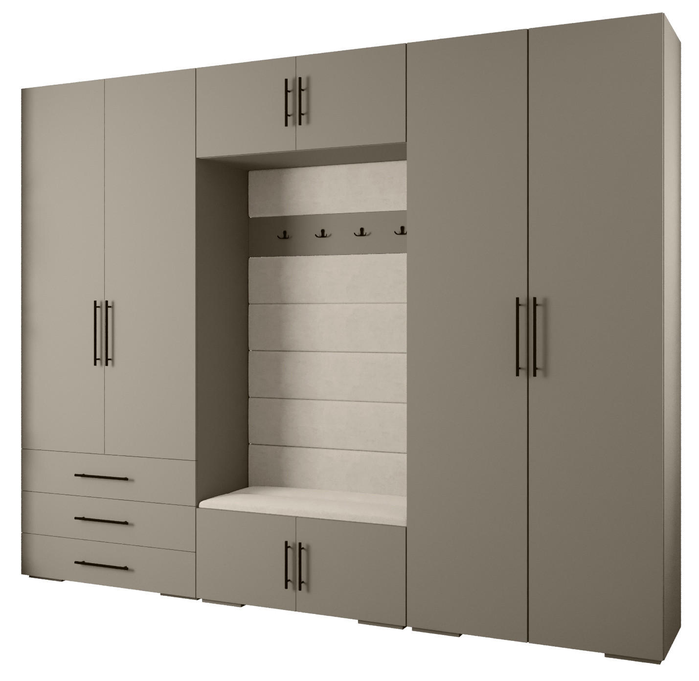 Abiks Möbel Garderoben-Set Kaschmir, Beige, Schwarz 300x236.7x47 cm