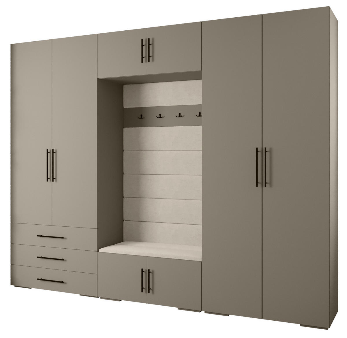 GARDEROBEN-SET 236,7/300/47 - Kaschmir/Schwarz, Holz/Kunststoff (300/236.7/47cm) - Abiks Möbel