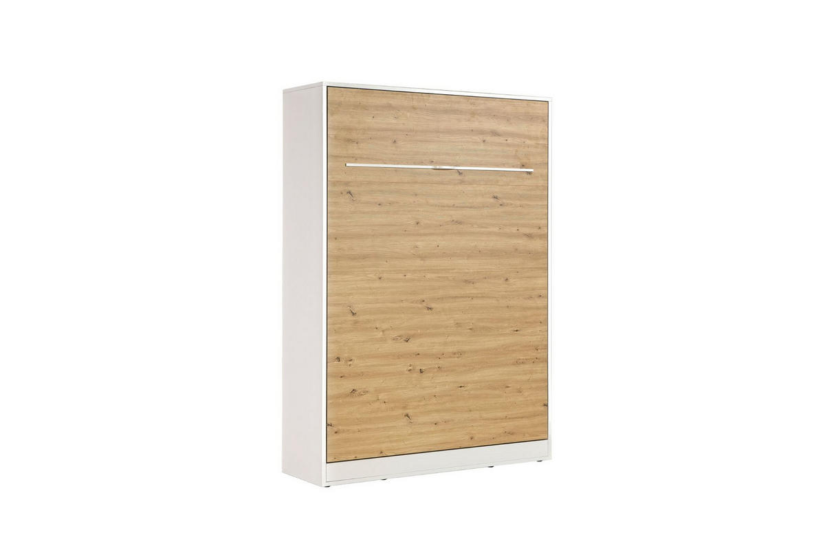 SCHRANKBETT Perfekt 140x200 Ein Vertikales Das Design Und Funktionalität Vereint Eiche + Weiß - Eichefarben/Weiß, Holz/Holzwerkstoff (140/200cm) - Kaiser Möbel