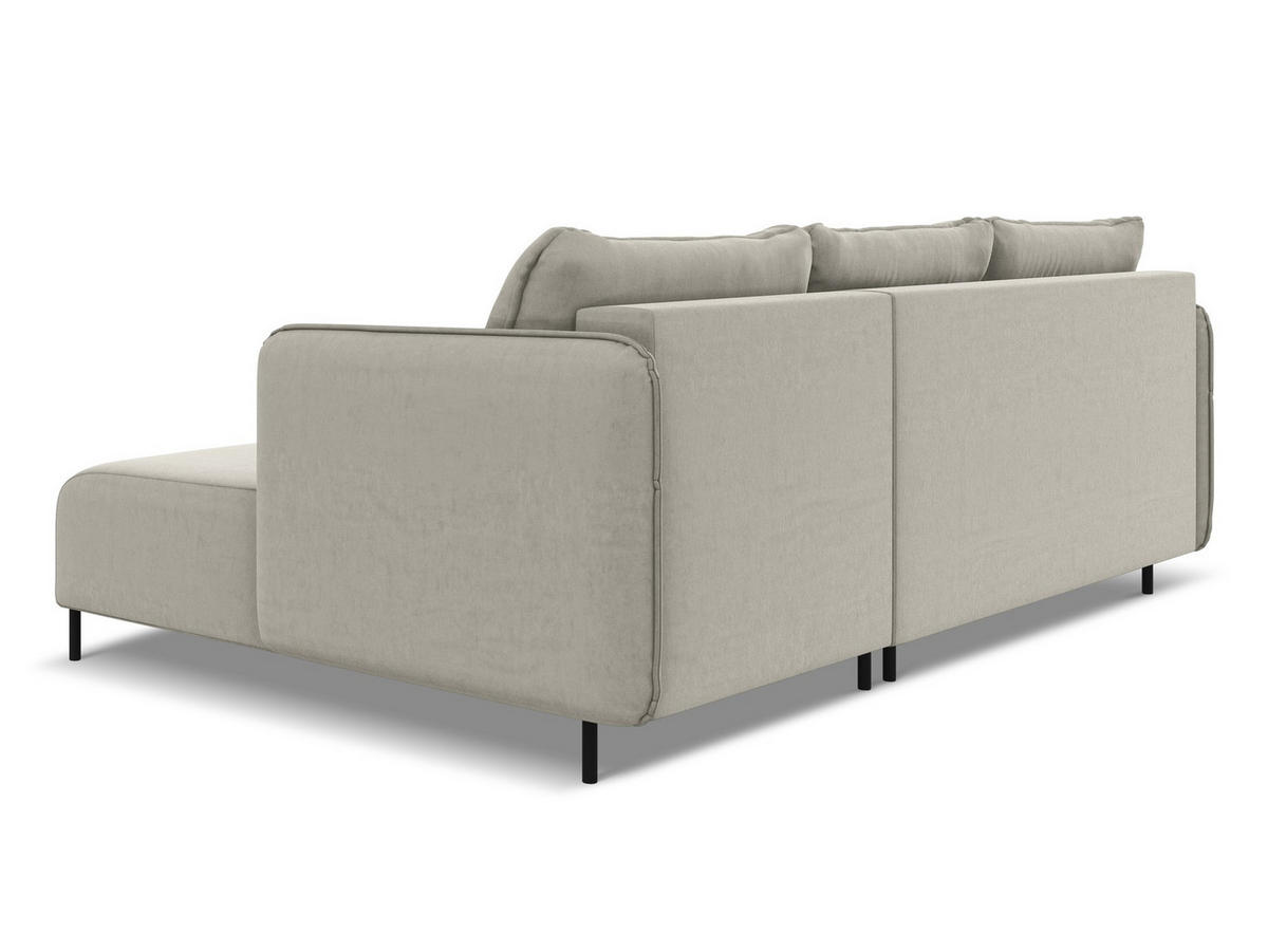 ECKSOFA mit Schlaffunktion Samt Stoff Creme - Perlmutt/Creme, Holz/Textil (236/162cm) - Makamii