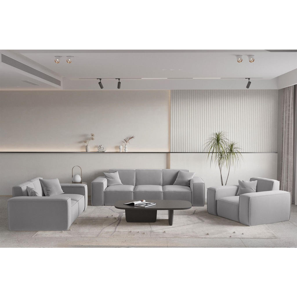 Thumbnail - Fun Möbel Sofa, Hellgrau, Textil, 225x73x88 cm, Wohnzimmer, Sofas & Couches, Sofas, 3-Sitzer Sofas