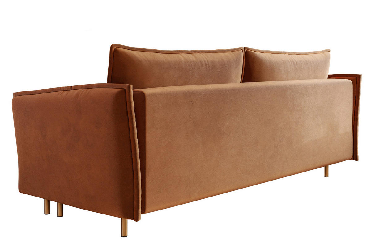 SCHLAFSOFA Ummo Kupferbraun Velours - Goldfarben/Kupferfarben, Textil/Metall (230/88/90cm) - Selsey