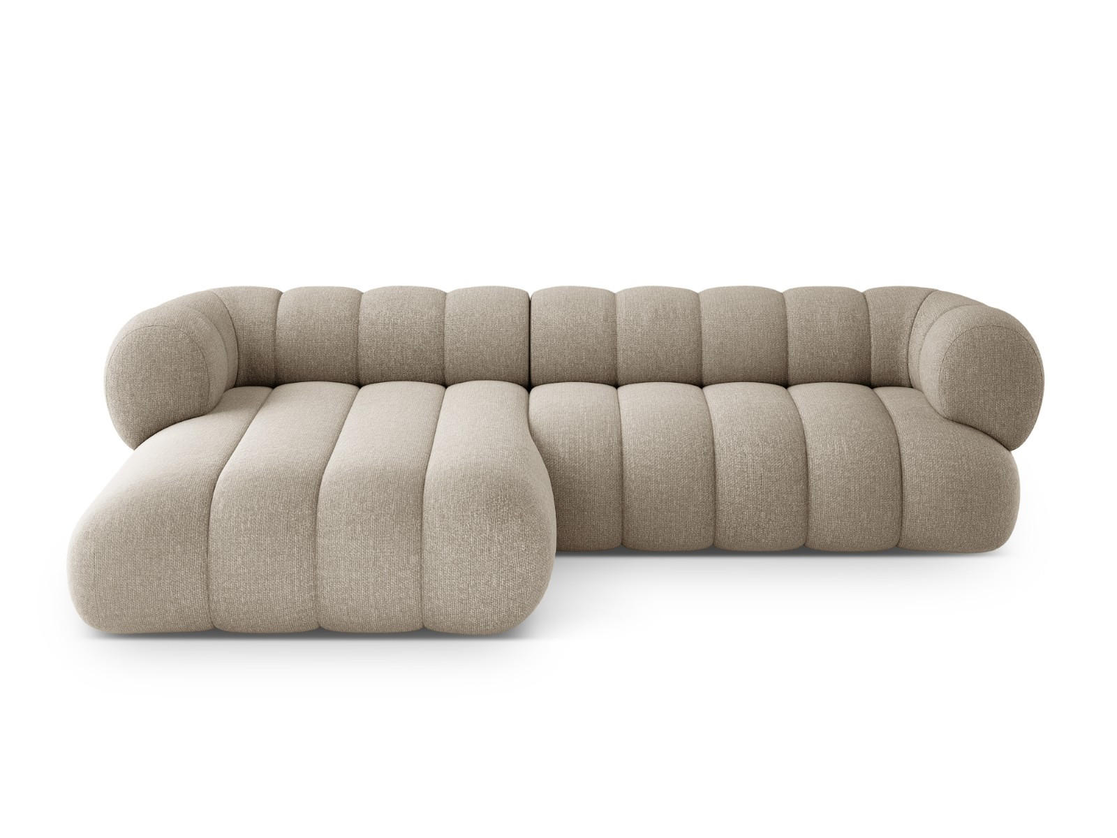 ECKSOFA Koge aus Chenille-Stoff dunkelbeige 5 Sitzplätze - Mokka, Textil (165/270cm) - Cosmopolitan Design