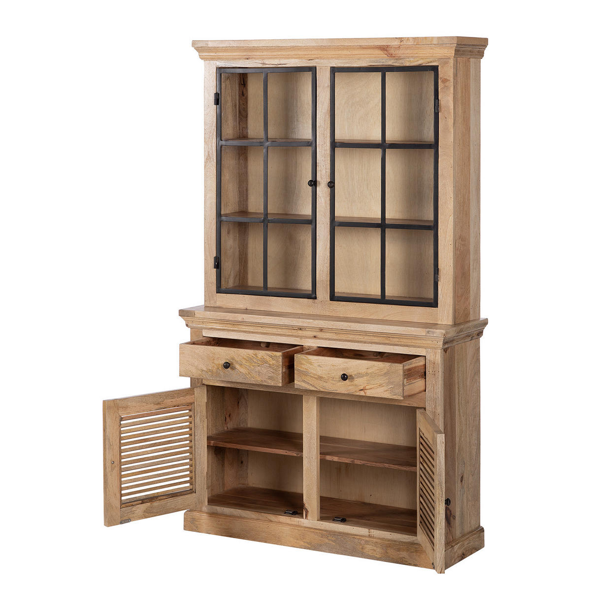 BUFFET - Mango massiv / Eisen - Naturfarben, Holzwerkstoff (120/200/40cm) - home24