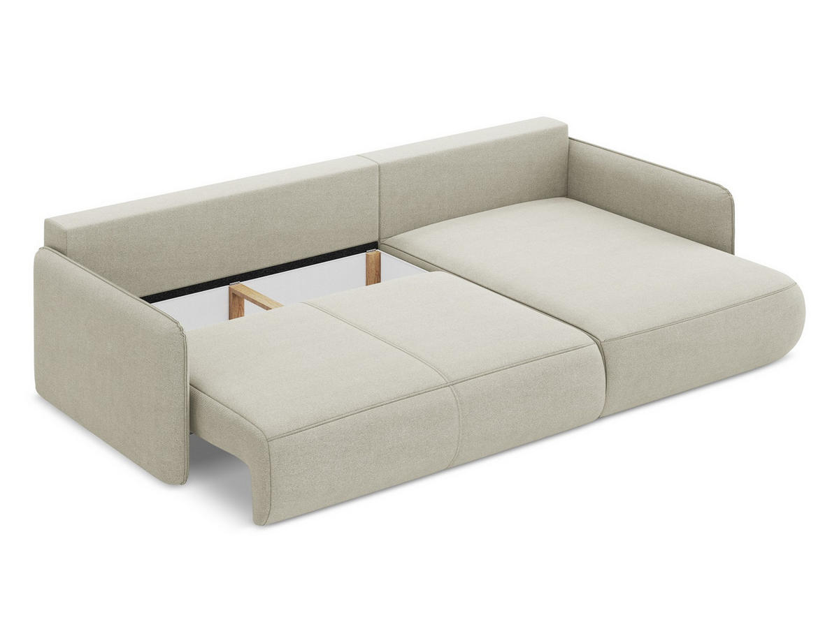 ECKSOFA mit Schlaffunktion Strukturstoff Stoff Beige - Beige/Creme, Kunststoff/Textil (240/148cm) - Makamii