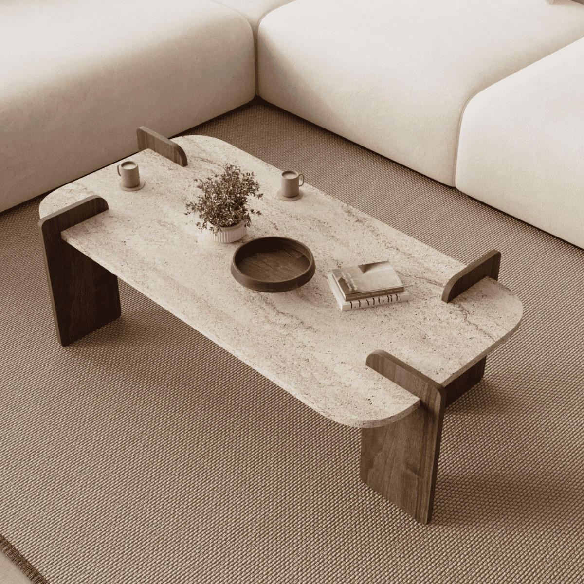 COUCHTISCH mit abgerundeten Kanten 120/60/35 cm - Eichefarben, Holzwerkstoff (120/60/35cm) - Calicosy