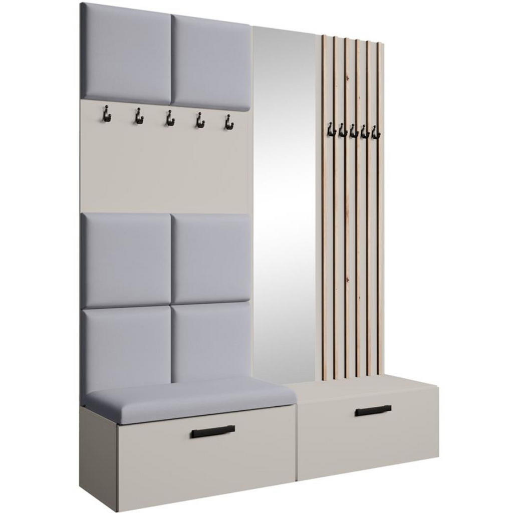 Thumbnail - Beautysofa Garderobe, Kaschmir, Eiche Artisan, Grau, Kunststoff, 162x203x43 cm, Garderobe, Garderoben-Sets & Serien, Gar...