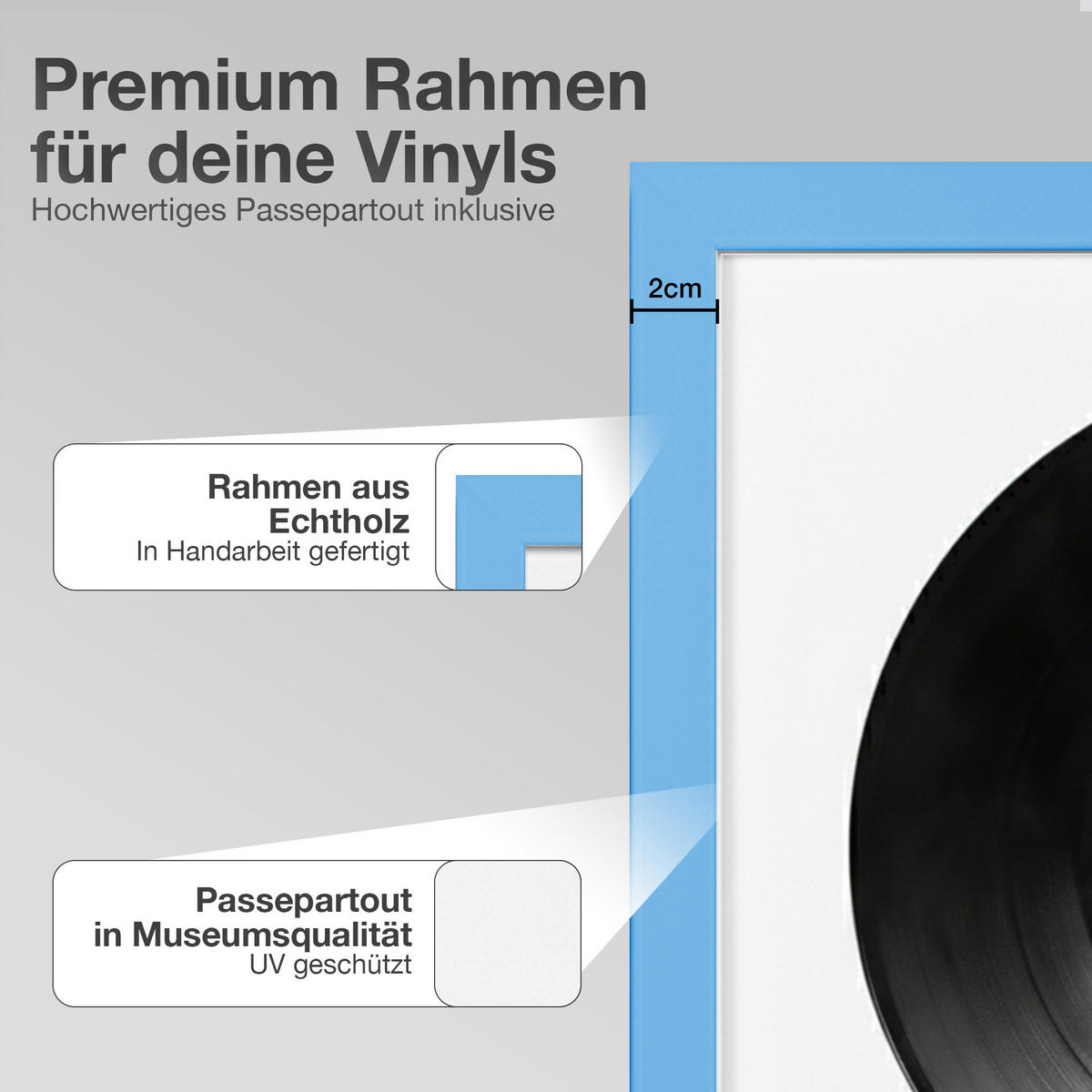 VINYL RAHMEN 40/40 für die Platte - Hellblau, Holz (40/40cm) - K-Möbel