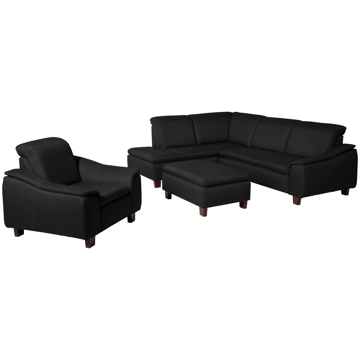 ECKSOFA mit Ottomane links Kaylil Flachgewebe schwarz - Schwarz, Kunststoff (187/247cm) - 58aufmkessel