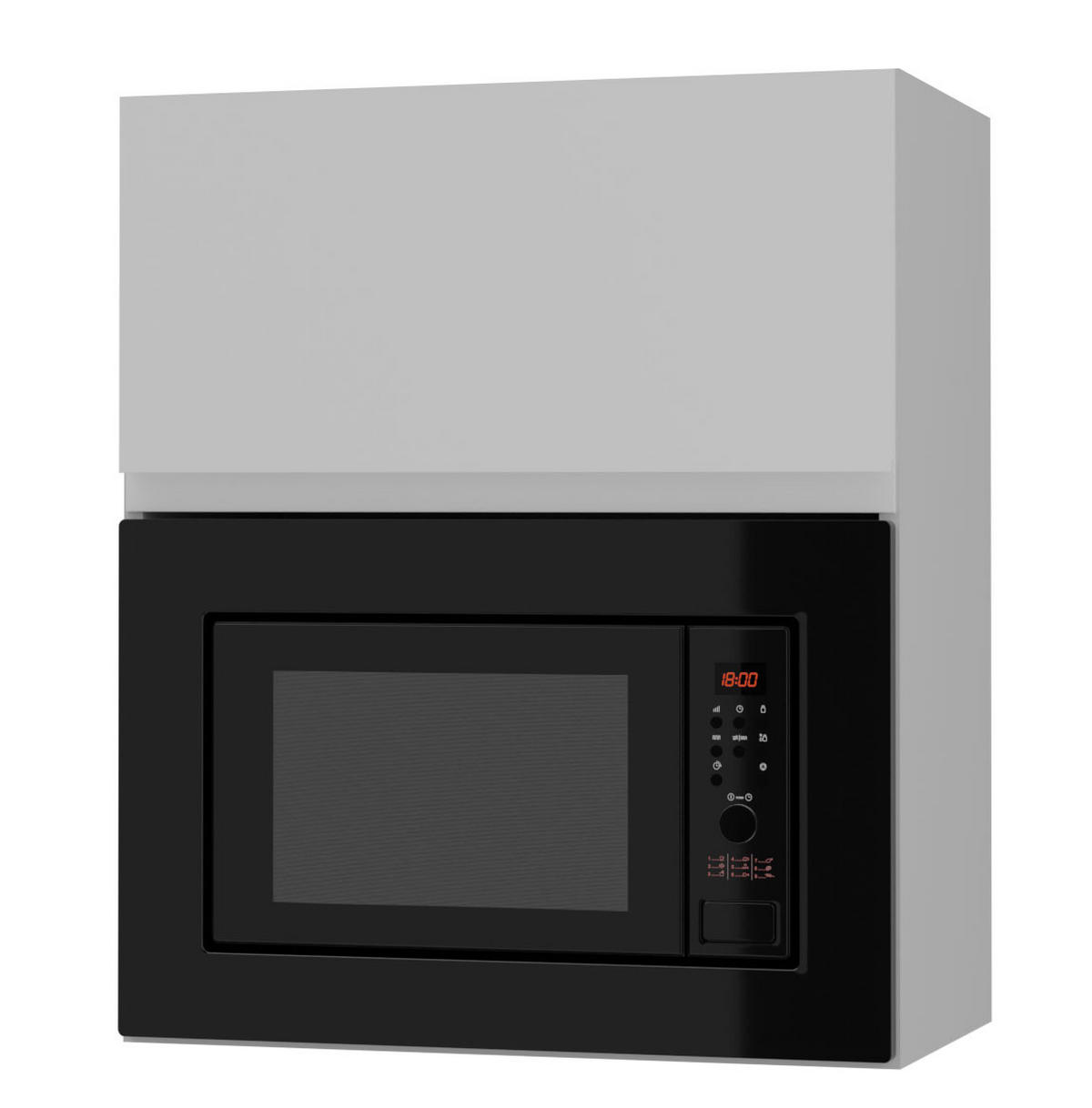 MIKROWELLENUMBAUSCHRANK Avellino W2MK/60 weiß Acryl matt / Grau 60 / 32,5 / 72cm - Weiß/Grau, Holz/Holzwerkstoff (60/72/32.5cm) - Feldmann-Wohnen
