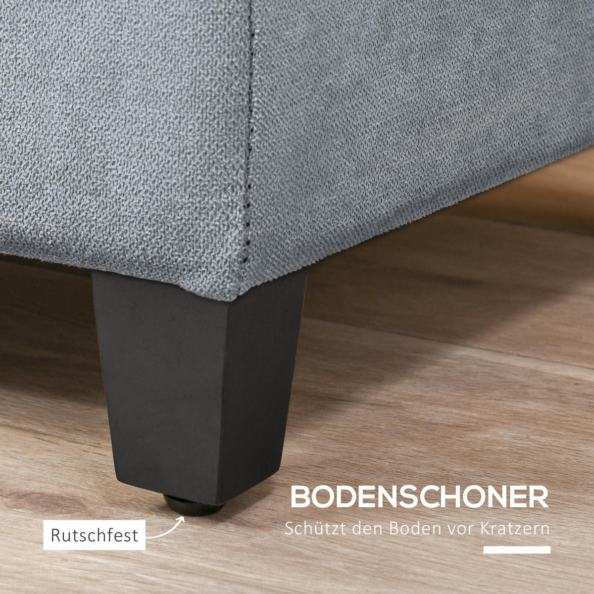 SITZBANK, Polsterbank mit Stauraum, Bettbank mit Deckel, Leinenoptik, Grau - Grau, Kunststoff (49/41.5/125cm) - HOMCOM
