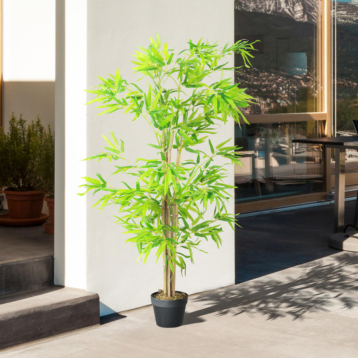 KÜNSTLICHER BAMBUS groß 150cm - Grün, Kunststoff (150cm) - Outsunny