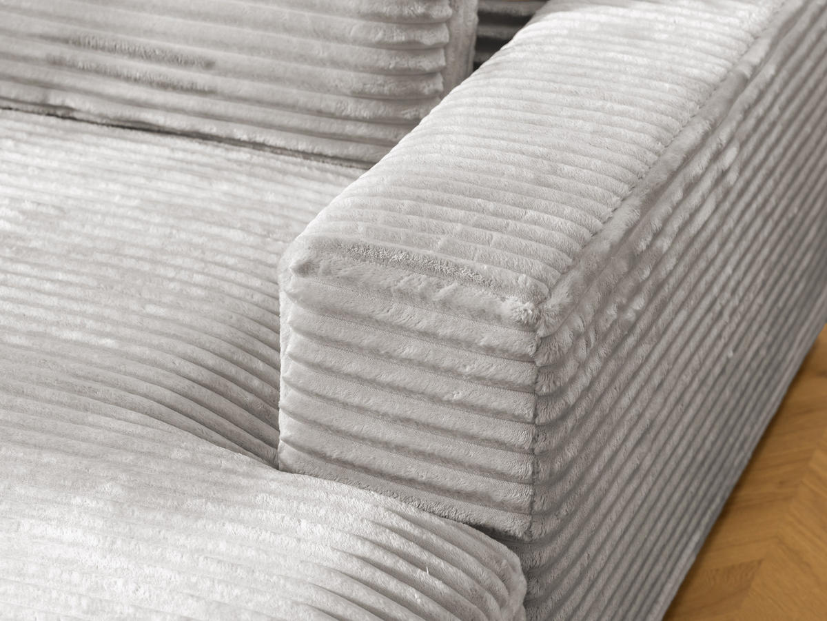 ECKSOFA Wolke mit tiefer Sitzfläche, Schlaffunktion und praktischem Bettkasten aus weichem Taupe Cordstoff - Taupe/Schwarz, Holz/Kunststoff (225/162cm) - S-Style