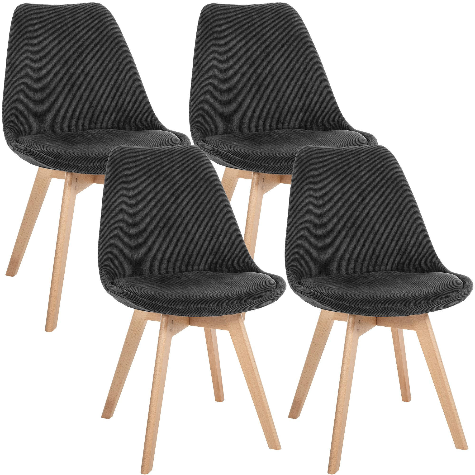 STUHL 4 Cord Anthrazit - Eukalyptusholzfarben/Anthrazit, Holz/Textil (49/83/50cm) - CLP
