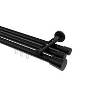 INNENLAUF-GARDINENSTANGEN-SET Siteno Sitra 240 cm (geteilt in 2 x 120 cm), 3-läufig, 20 mm Ø Schwarz - Schwarz, Metall (240cm) - INTERDECO