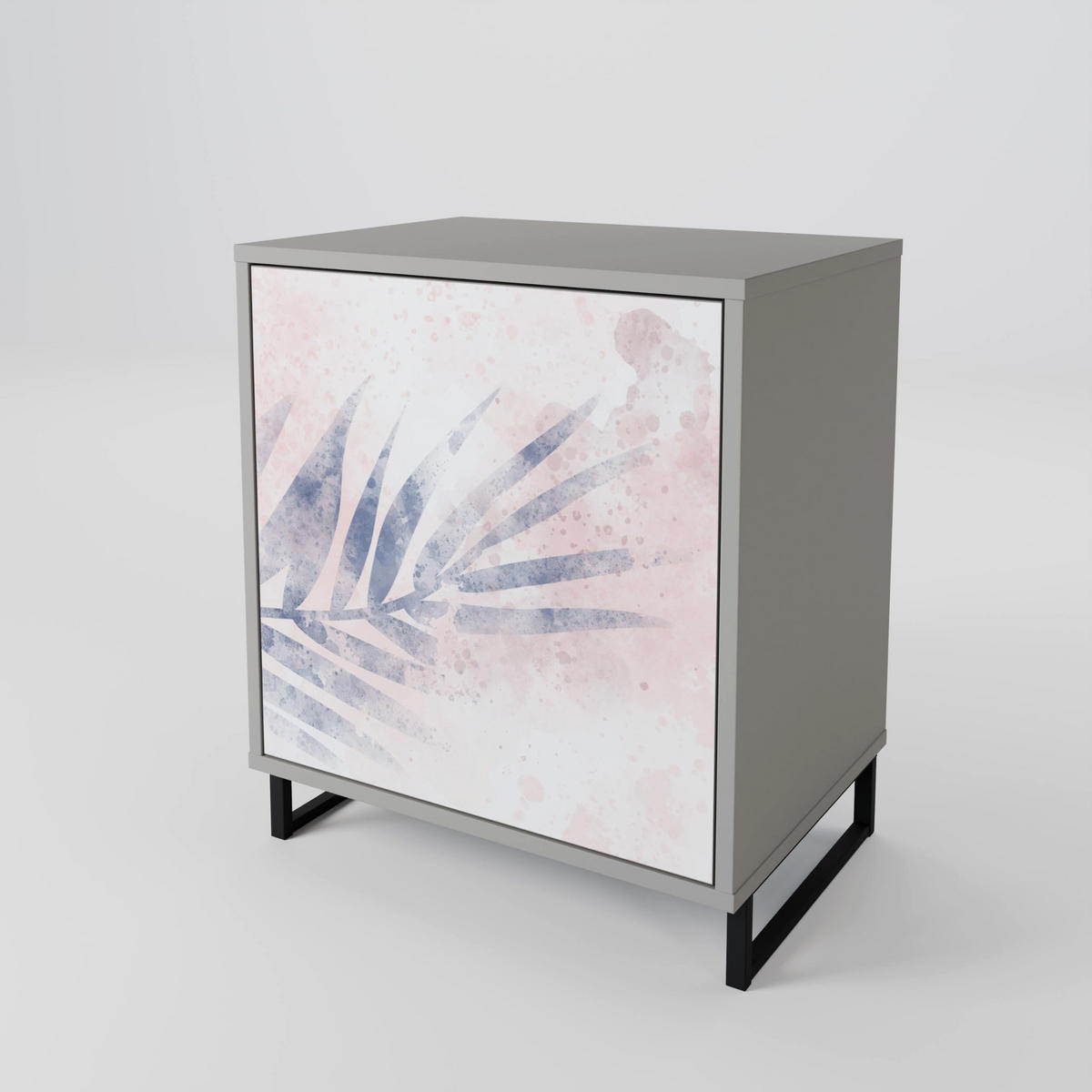 SIDEBOARD TIMELESS FLOAT, Grau, 57,5x42x72,5 cm, Schwarze Metallfüße - Multicolor/Schwarz, Holzwerkstoff/Metall (57.5/72.5/42cm) - SpaceRebels