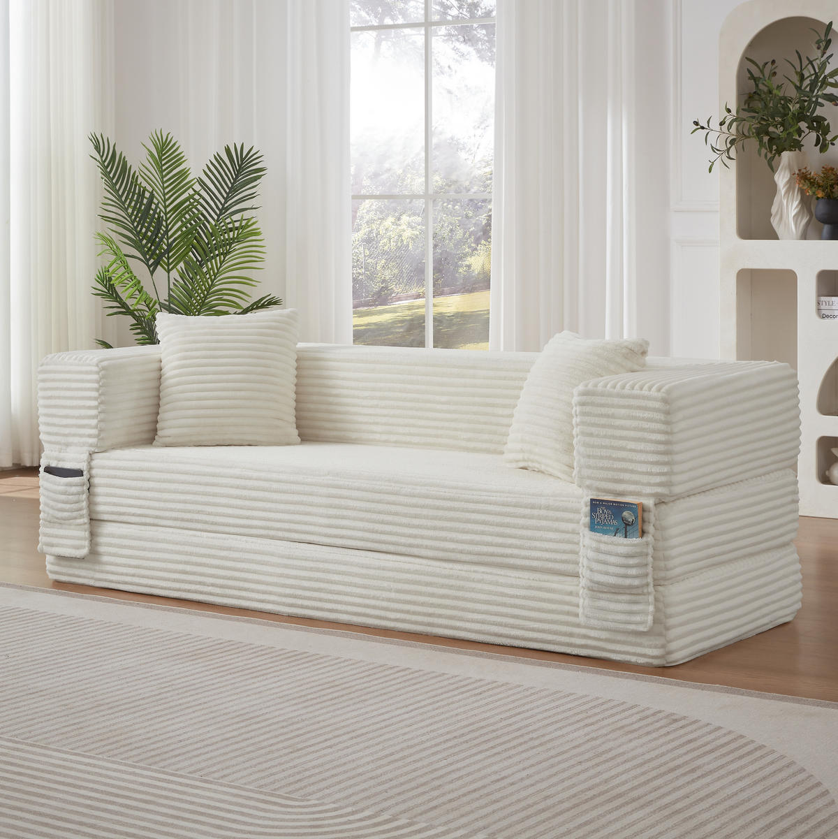 SCHLAFSOFA 2-Sitzer Sofa mit Schlaffunktion,Cord,Beige - Beige, Textil (200/60/76cm) - LVHOM
