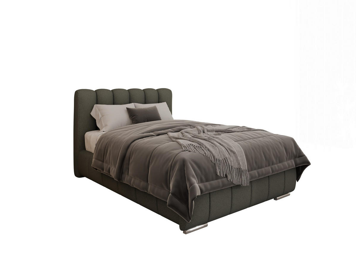 POLSTERBETT Zaira 120x200cm – Elegantes Polsterbett für modernen Wohnstil , ZONIERTE MULTI-TASCHEN-FEDERKERN (24cm), grau - Grau, Holz (120/200cm) - Panda Möbel