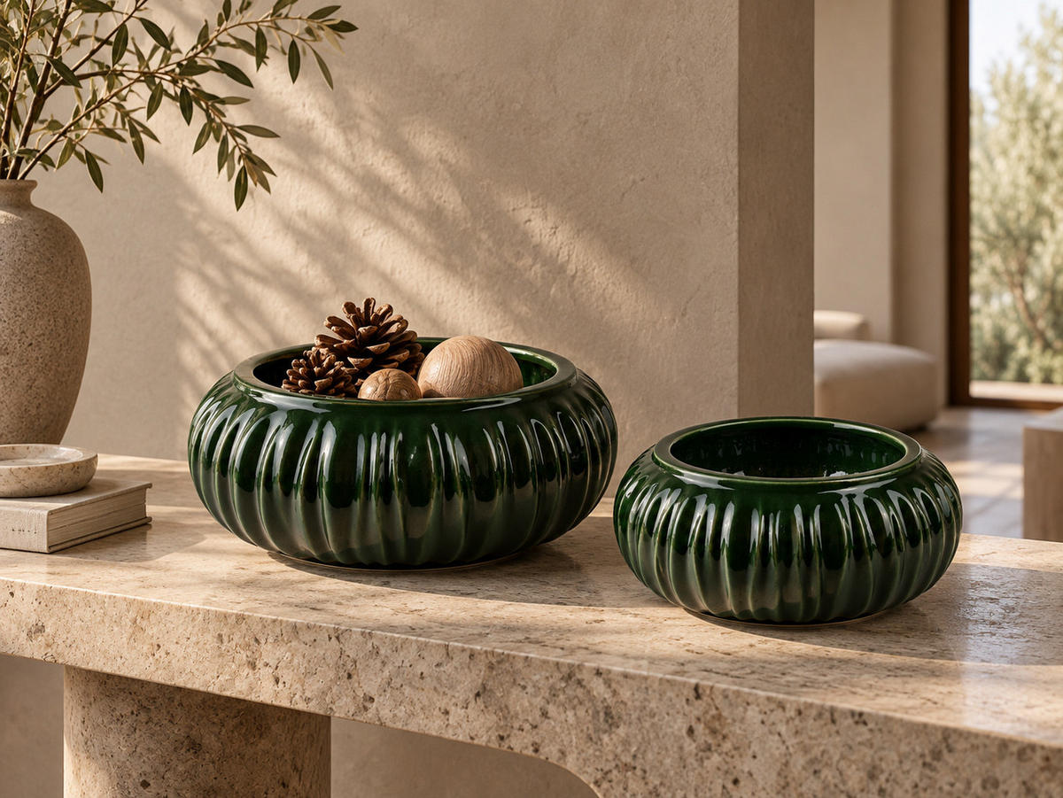 VASE MANON Dunkelgrün Keramik - Grün, Keramik (12cm) - Mondex