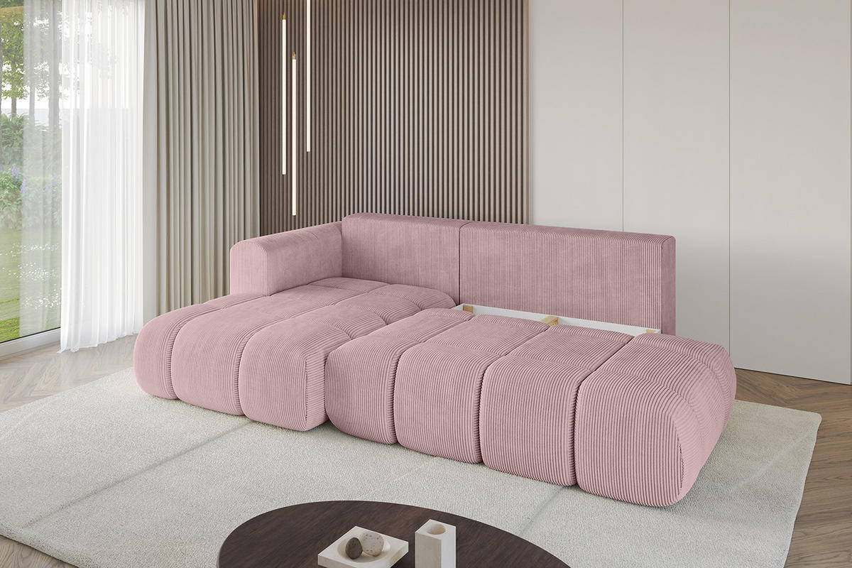 ECKSOFA Ottomane Links CLOUD-L 289x180x40 Rosa Cord - Rosa, Holzwerkstoff/Kunststoff (180/289cm) - ALTDECOR