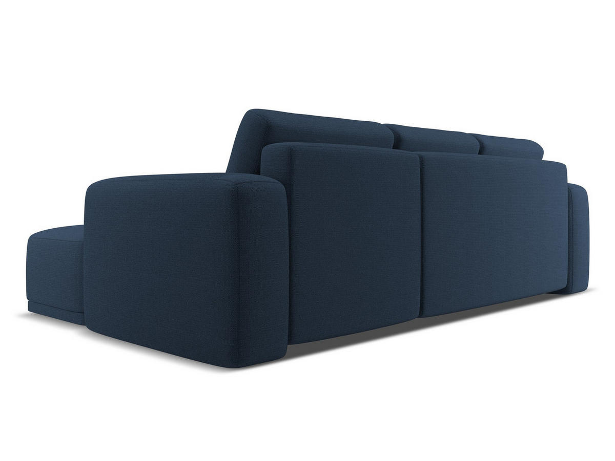 ECKSOFA mit Schlaffunktion Chenille Stoff Blau - Blau/Schwarz, Kunststoff/Textil (258/160cm) - Makamii