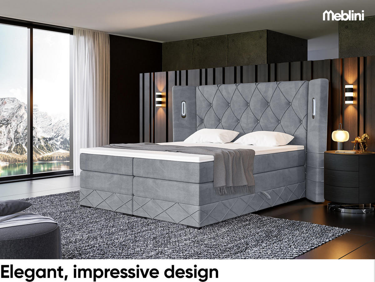 BOXSPRINGBETT Manuel - Beige/Schwarz, Holzwerkstoff/Textil (120/200cm) - Meblini