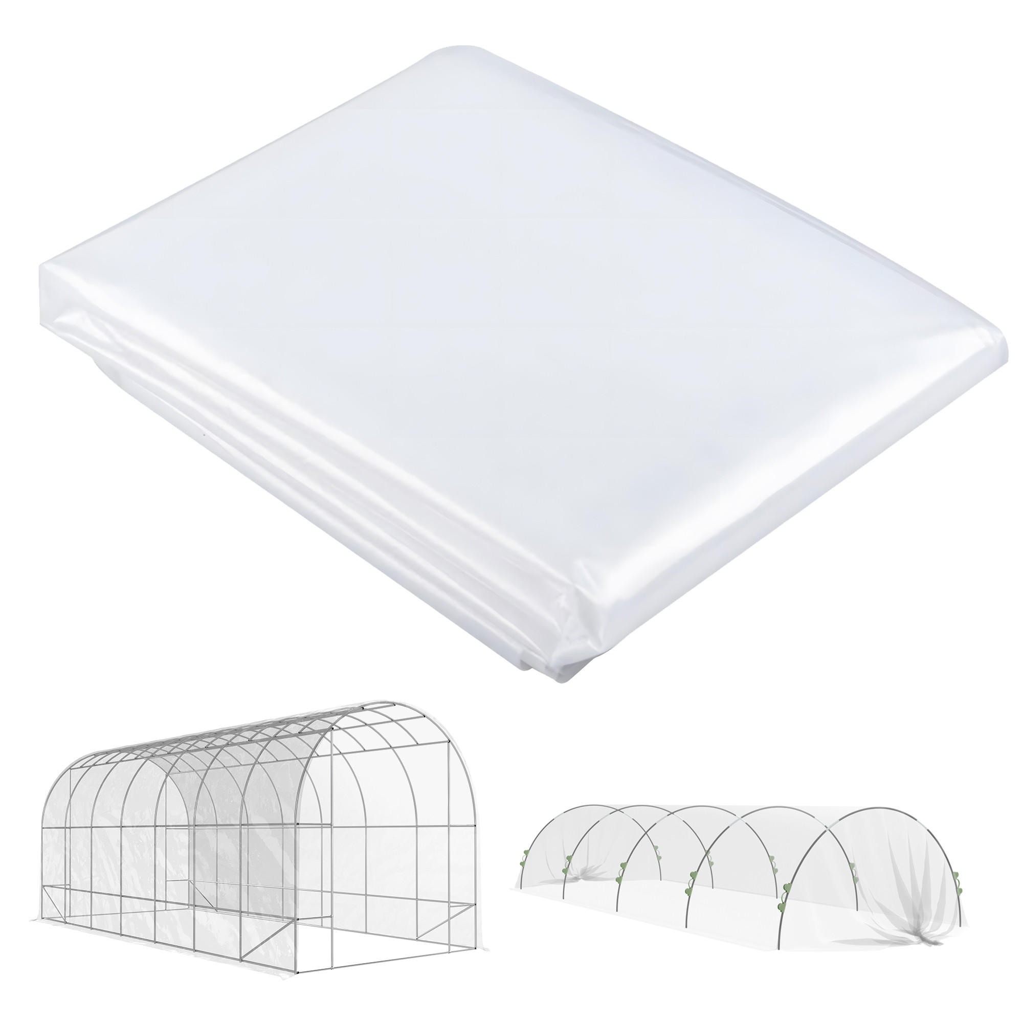 GEWÄCHSHAUSFOLIE 7 x 8 m, wasserdichtGartenfolie, aus Kunststoff, Extra Dick - Transparent, Kunststoff (700/1/800cm) - Outsunny