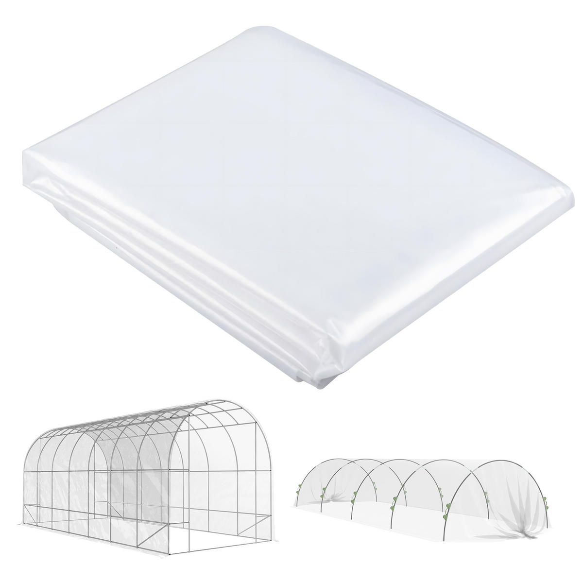 GEWÄCHSHAUSFOLIE 7 x 8 m, wasserdichtGartenfolie, aus Kunststoff, Extra Dick - Transparent, Kunststoff (700/1/800cm) - Outsunny
