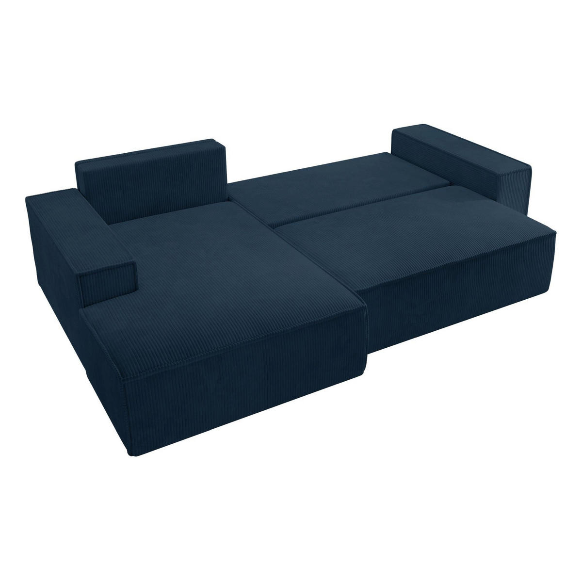 ECKSOFA Farese Dunkelblau mit Cordbezug, links - Schwarz/Dunkelblau, Kunststoff/Textil (267/167cm) - Selsey