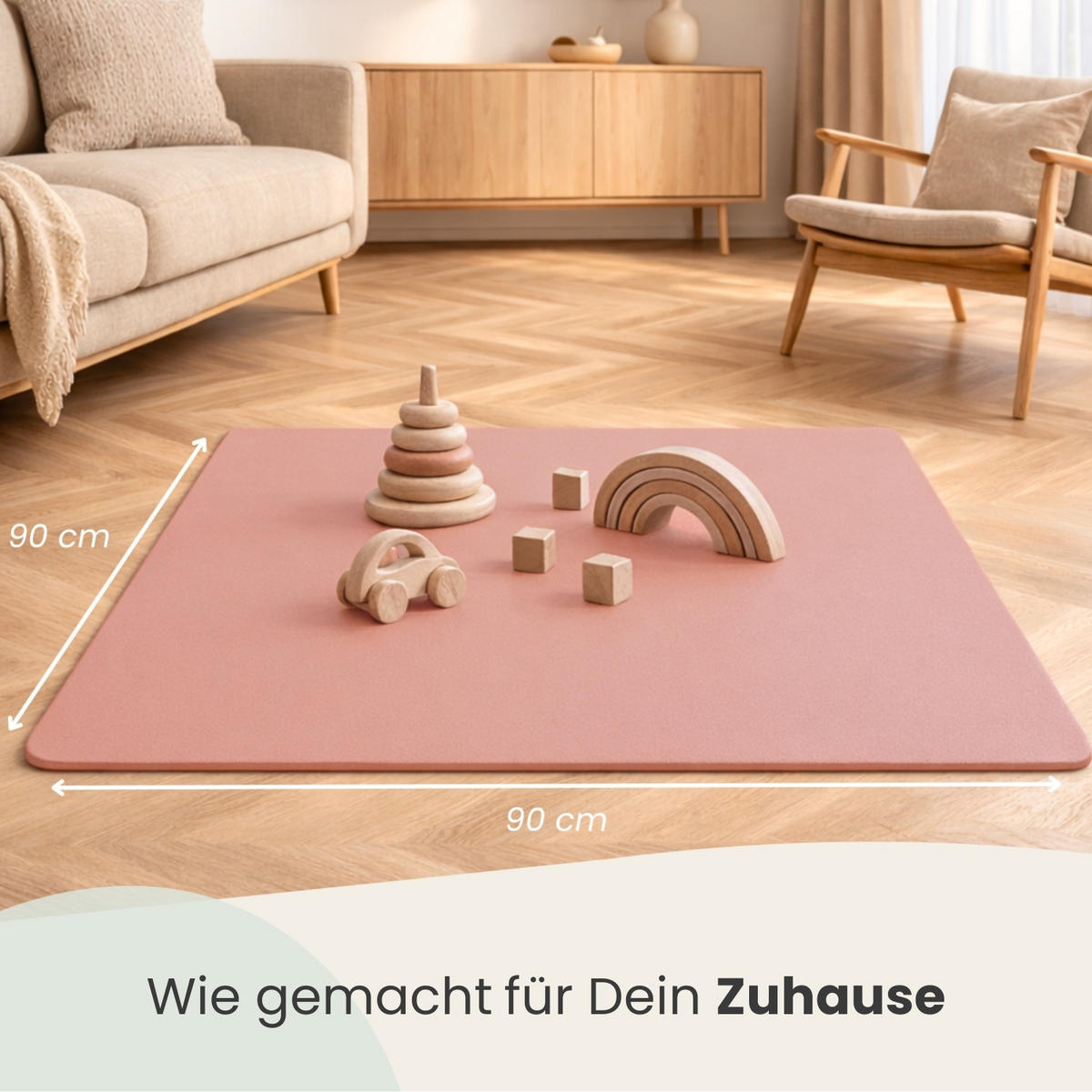 SPIELMATTE ab Null - 90/90/1 cm Puzzlematte mit Rand Terrakotta - Rosa, Kunststoff (30/30cm) - Littletom