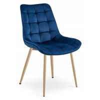 STUHL Samt Dunkelblau 54x60 cm BERA Einfacher Selbstaufbau - Blau, Textil (54/52/60cm)