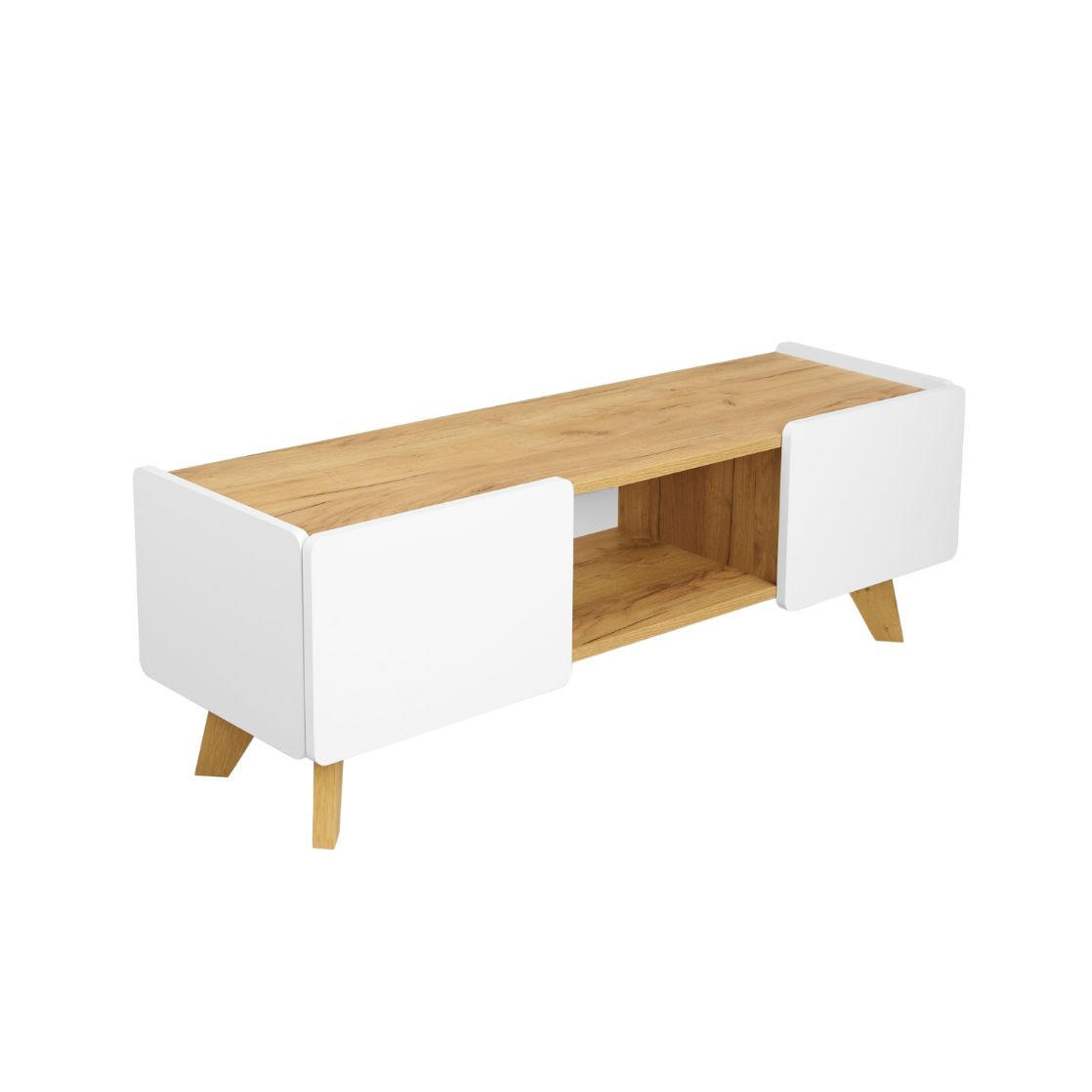 TV-SCHRANK Lett, Weiß, Eichefarben, 135 Cm - Eichefarben/Weiß, Eichenholz/Holzwerkstoff (135/45/40cm) - Skandica