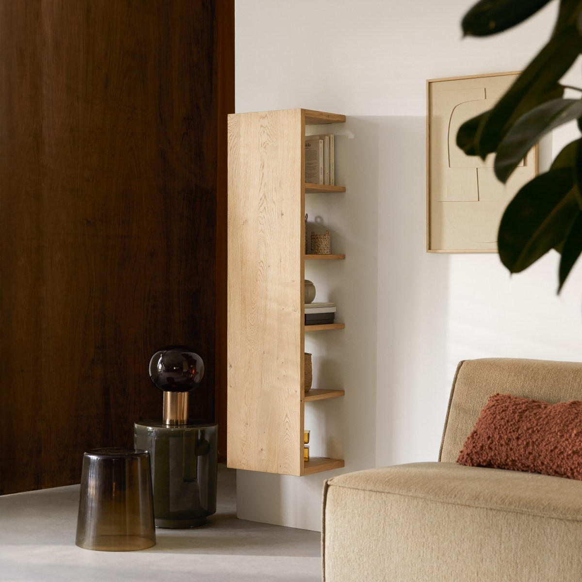 BÜCHERREGAL Easy Natur aus Eiche - Naturfarben, Holz (35/137/30cm) - Tikamoon