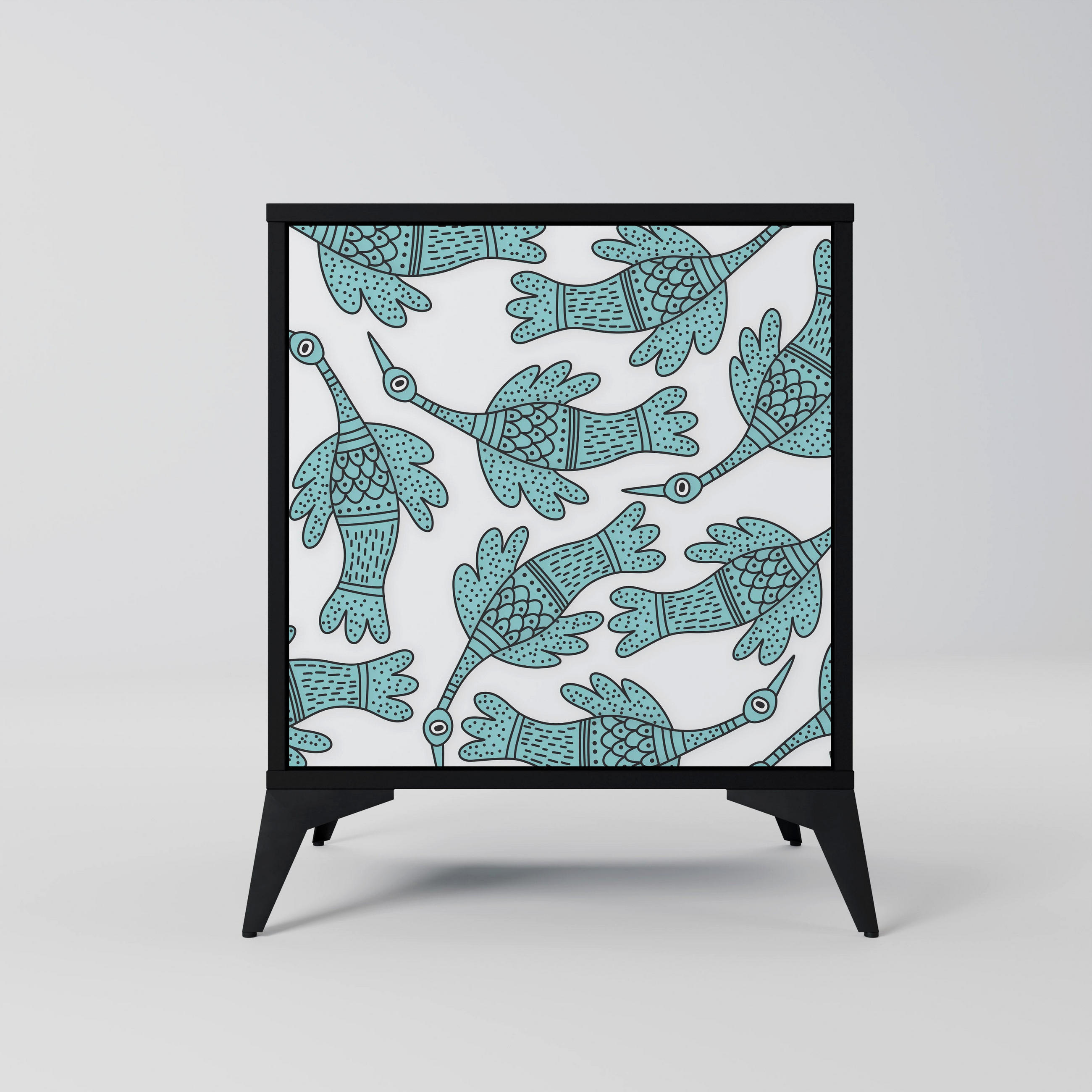 SIDEBOARD WATERSPOUT SONGIBIRD, Schwarz, 57,5x42x70,5 cm, Schwarze Metall-Sternfüße - Multicolor/Schwarz, Holzwerkstoff/Metall (57.5/70.5/42cm) - SpaceRebels